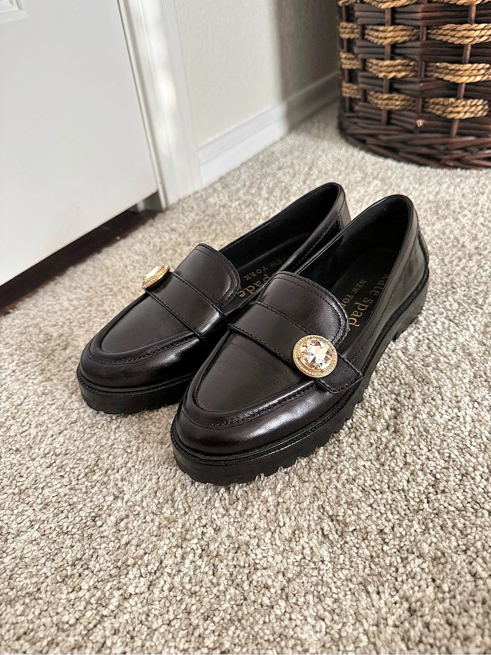 Kate Spade Posh Loafer Leather Loafers in Black US 7.5 B Like New